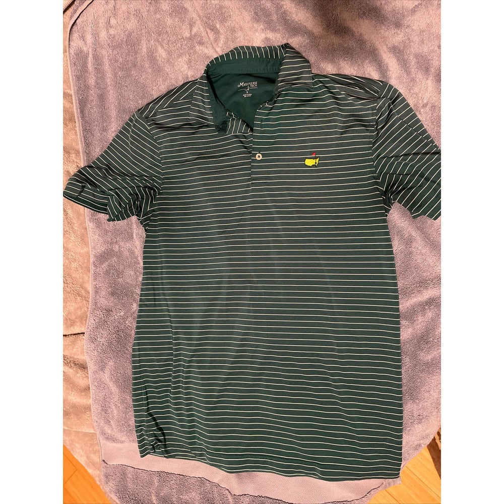 Masters Tech Golf Polo Shirt Mens Small Green Striped Augusta National